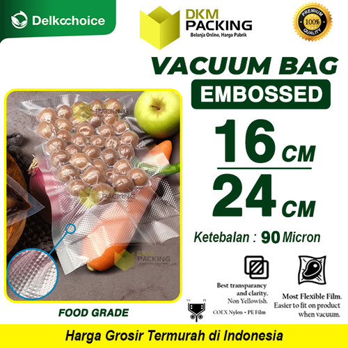 Plastik Vacuum Bag 16x24cm EMBOSSED EMBOSS Plastic Kemasan Vakum Sealer Makanan Bintik DELKOCHOICE