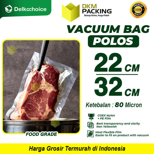Plastik Vacuum Bag 22x32cm POLOS Plastic Kemasan Vakum Makanan Frozen Food Smooth Bintik DELKOCHOICE