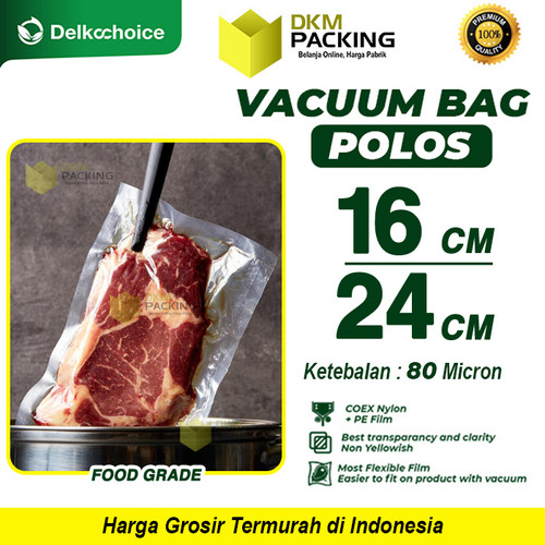 Plastik Vacuum Bag 16x24cm POLOS Plastic Kemasan Vakum Makanan SMOOTH DELKOCHOICE