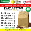 Kemasan Kopi FLAT BOTTOM FULL GUSSET VALVE GOLD Standing Pouch Coffee Bag Biji Bubuk Plastik Klip Ziplock DELKOCHOICE