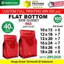 Flat Bottom Red Plastik Klip Standing Pouch Ziplock Kemasan Makanan