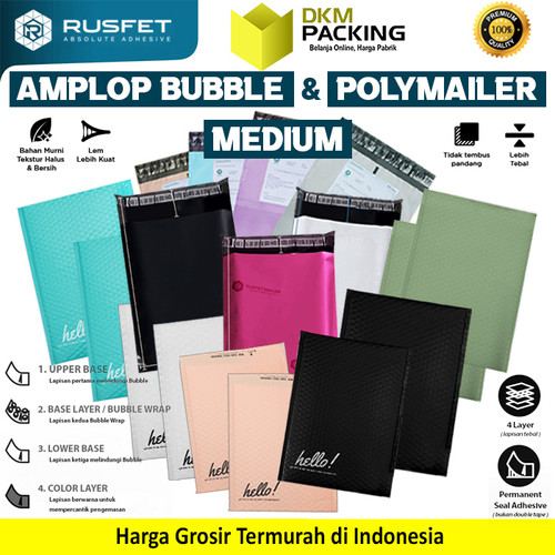 Kemasan Packing Amplop Poly Bubble Mailer / Polymailer MEDIUM RUSFET