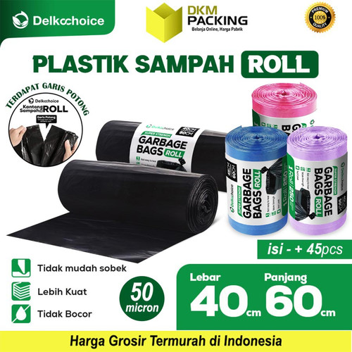 Kantong Plastik Sampah Roll Jumbo Tebal TrashBag Delkochoice 40x60cm