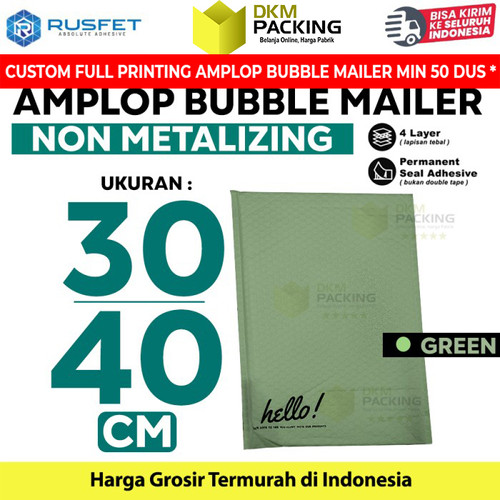 Amplop Bubble Mailer Bag Green 30x40cm Polybubble Envelope RUSFET