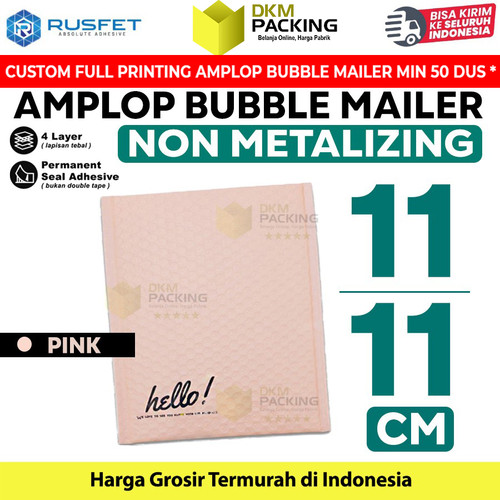 Amplop Bubble Mailer Bag Pink Matte 11x11cm Polybubble Envelope RUSFET