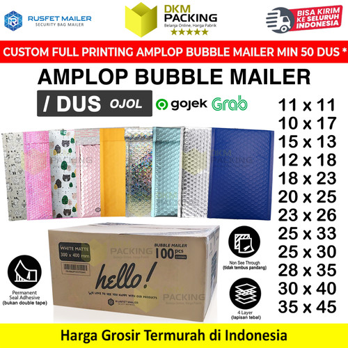 Amplop Bubble Mailer Wrap Envelope Packing Paket Premium Termurah Rusfet / DUS OJOL