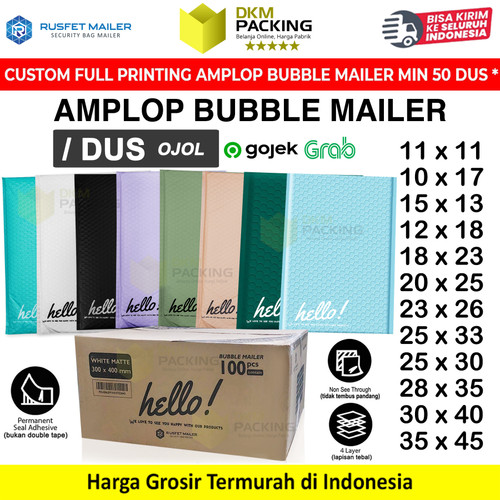 Amplop Bubble Mailer Wrap Envelope Rusfet Premium Termurah / DUS OJOL