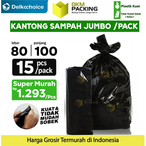 KANTONG PLASTIK SAMPAH 80x100cm TRASH BAG HITAM JUMBO PACK