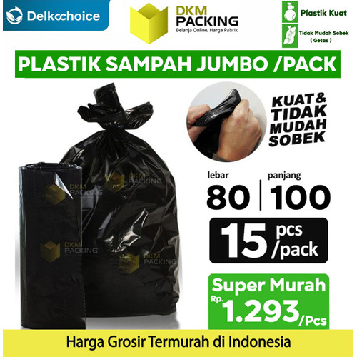 KANTONG PLASTIK SAMPAH 80x100cm JUMBO HITAM TEBAL TERMURAH SATUAN