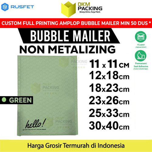 Amplop Bubble Mailer Bag Green Polybubble Bubblewrap Envelope RUSFET