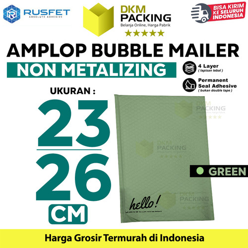 Amplop Bubble Mailer Bag Green 23x26cm Polybubble Envelope RUSFET