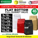 Kemasan Biji Bubuk Kopi FULL GUSSET VALVE Coffee Bag Pouch Flat Bottom