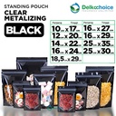 Standing Pouch CLEAR BLACK METALIZING Aluminium Foil Hitam Transparan Kombinasi Kemasan Makanan Ziplock DELKOCHOICE
