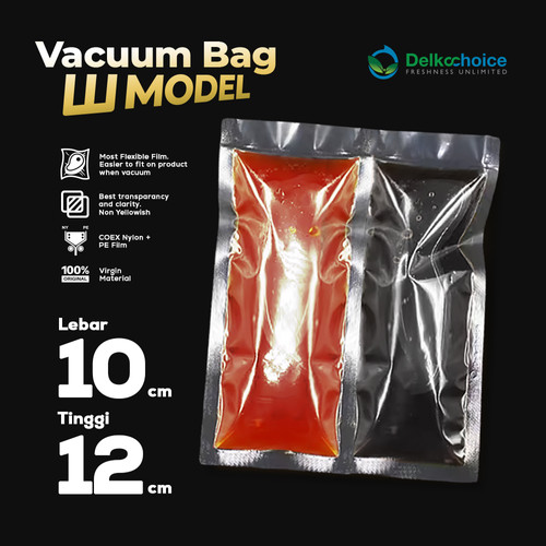Plastik W SEAL 2in1 Vacuum Bag Kemasan Saus Sambal Kecap Saos Bumbu 10x12 DELKOCHOICE