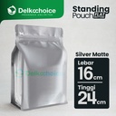 Flat Bottom Silver Plastik Klip Standing Pouch Ziplock Kemasan Makanan