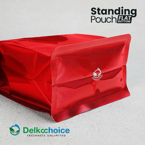 Flat Bottom Red Plastik Klip Standing Pouch Ziplock Kemasan Makanan