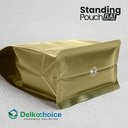 Flat Bottom Gold Plastik Klip Standing Pouch Ziplock Kemasan Makanan