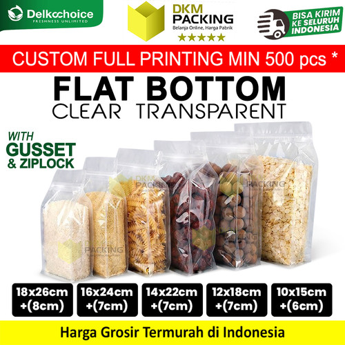 Flat Bottom Clear Bening Transparan Plastik Kemasan Makanan 18x26cm