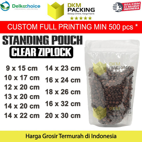 Plastik Klip Standing Pouch Clear Ziplock Bening 20x30cm DELKOCHOICE