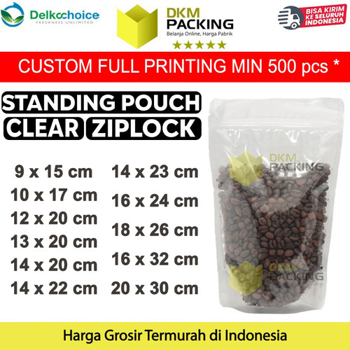 Plastik Klip Standing Pouch Clear Bening Ziplock 20x30cm DELKOCHOICE