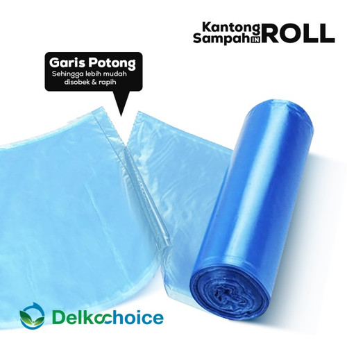 Kantong Plastik Sampah Roll Biru Trash Bag Jumbo Delkochoice 45x60cm