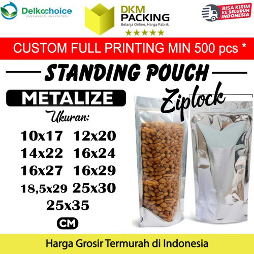 Standing Pouch 25x30cm Plastik Klip Ziplock Clear Metalize Alumunium