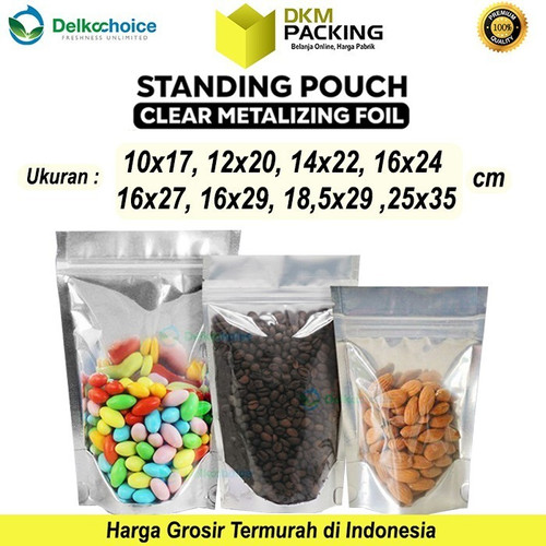 Standing Pouch 25x35cm Plastik Klip Ziplock Clear Metalize Alumunium