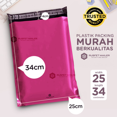 Plastik Polymailer Pack LOW COST Amplop Polimailer PINK Rusfet 25x35cm