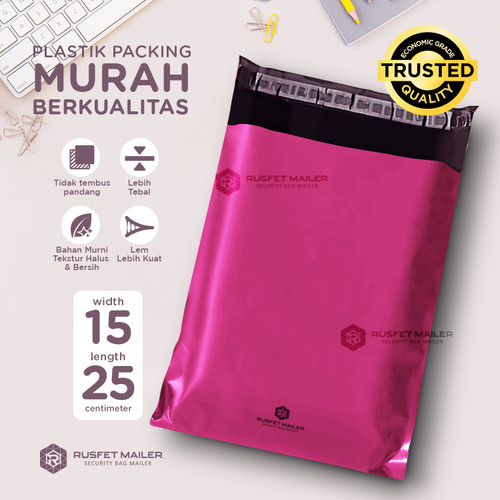 Plastik Polymailer Pack LOW COST Amplop Polimailer PINK Rusfet 15x25cm