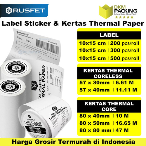Label Sticker Thermal Paper CONTINUOUS ROLL Barcode RUSFET / DUS OJOL