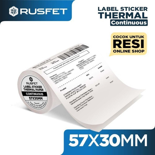 Label Paper Thermal CONTINUOUS ROLL Barcode Resi RUSFET 57mm / DUS