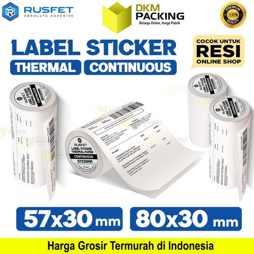 Sticker Label Thermal Paper CONTINUOUS ROLL Barcode Resi RUSFET 80mm