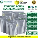 Standing Pouch PURE ALUMUNIUM FOIL Kemasan Ziplock Delkochoice 24x37cm