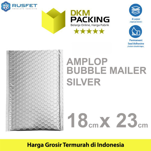 Amplop Bubble Mailer SILVER 18x23cm Bubblewrap Envelope Rusfet