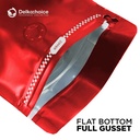 Kemasan Kopi FLAT BOTTOM FULL GUSSET VALVE RED Standing Pouch Coffee Bag Biji Bubuk Plastik Klip Ziplock DELKOCHOICE