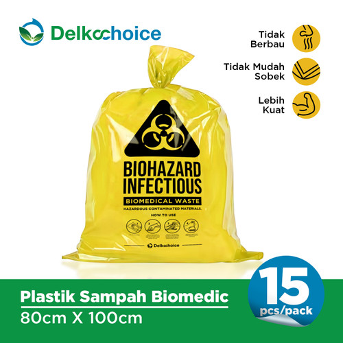 Kantong Plastik Sampah Limbah Infeksius Biomedis BioHazard Kuning Trash Bag Yellow DELKOCHOICE