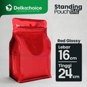 Flat Bottom Red Plastik Klip Standing Pouch Ziplock Kemasan Makanan