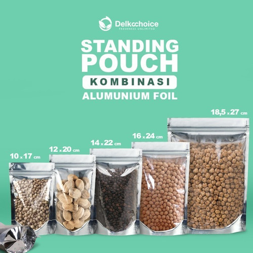 Standing Pouch 25x30cm Klip Plastik Ziplock Clear Metalize Alumunium
