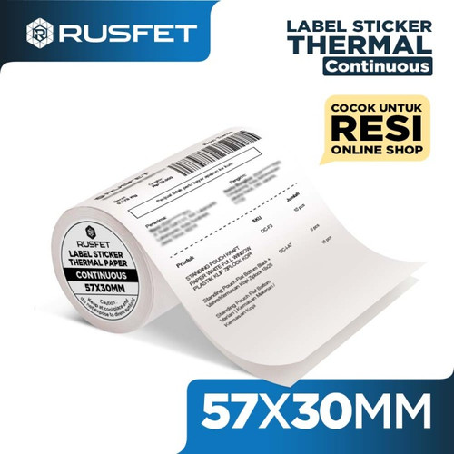 Sticker Label Thermal Paper CONTINUOUS ROLL Barcode Resi Olshop RUSFET