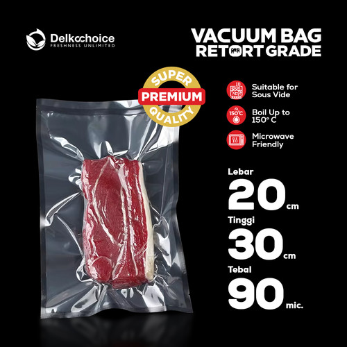 Plastik Vacuum RETORT Vakum bag Kemasan Makanan Tahan Panas Rebus Presto Sous Vide DELKOCHOICE
