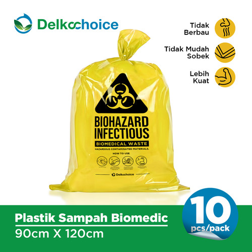 Kantong Plastik Sampah Limbah Infeksius Biomedis BioHazard Kuning Trash Bag Yellow DELKOCHOICE