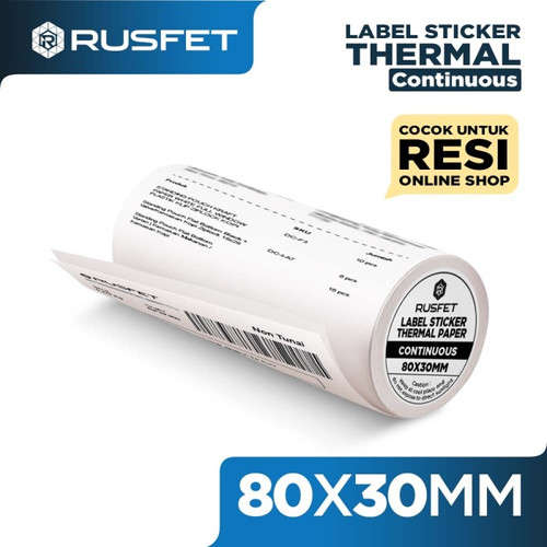 Sticker Label Thermal Paper CONTINUOUS ROLL Barcode Resi Olshop RUSFET