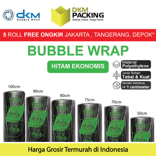 Plastik Bubble Wrap DKM Hitam Ekonomis 50M Bubblewrap TEBAL ROLL