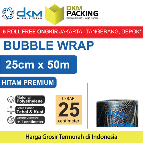 Plastik Bubble Wrap Hitam Premium 25CM x 50M TEBAL DKM+ Bubblewrap