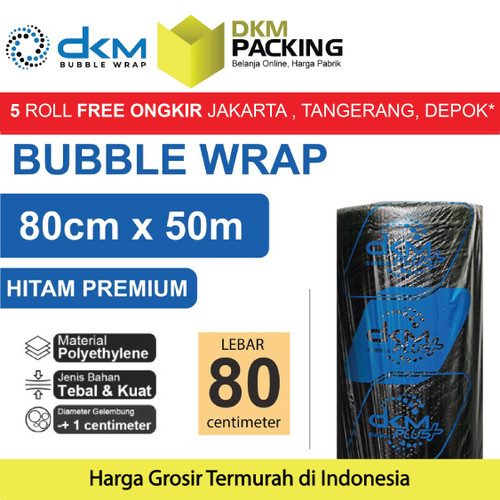 Plastik Bubble Wrap Hitam Premium 80CM x 50M TEBAL DKM+ Bubblewrap