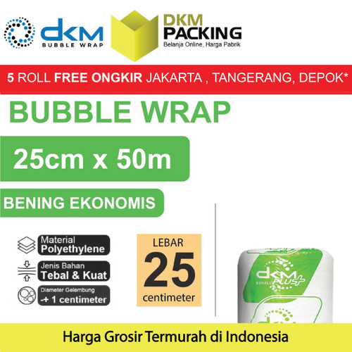 Plastik Bubble Wrap Bening Ekonomis 25CM x 50M TEBAL DKM+ Bubblewrap