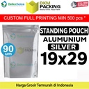 Standing Pouch Silver Alu Foil Kemasan Makanan 19x29cm Delkochoice