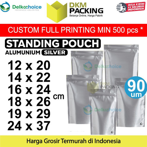 Standing Pouch Silver Metalizing Alu Foil Delkochoice Kemasan Makanan