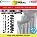 Standing Pouch Silver Alu Foil Metalizing Kemasan Makanan Delkochoice