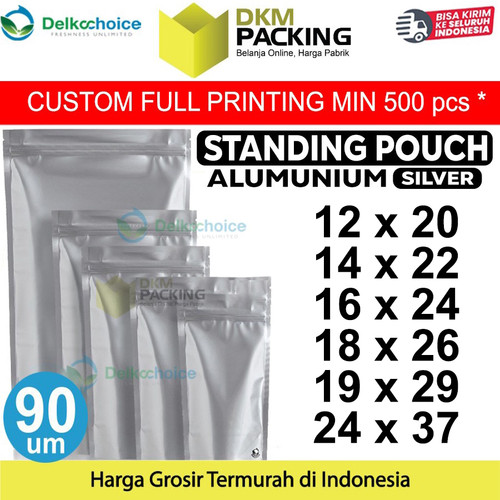 Standing Pouch Silver Metalizing Alu Foil Kemasan Makanan Delkochoice